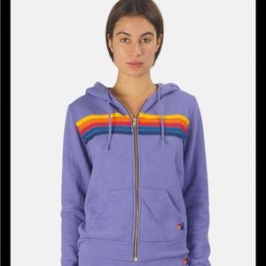 Aviator Nation 5 stripe hoodie: XL Lavender